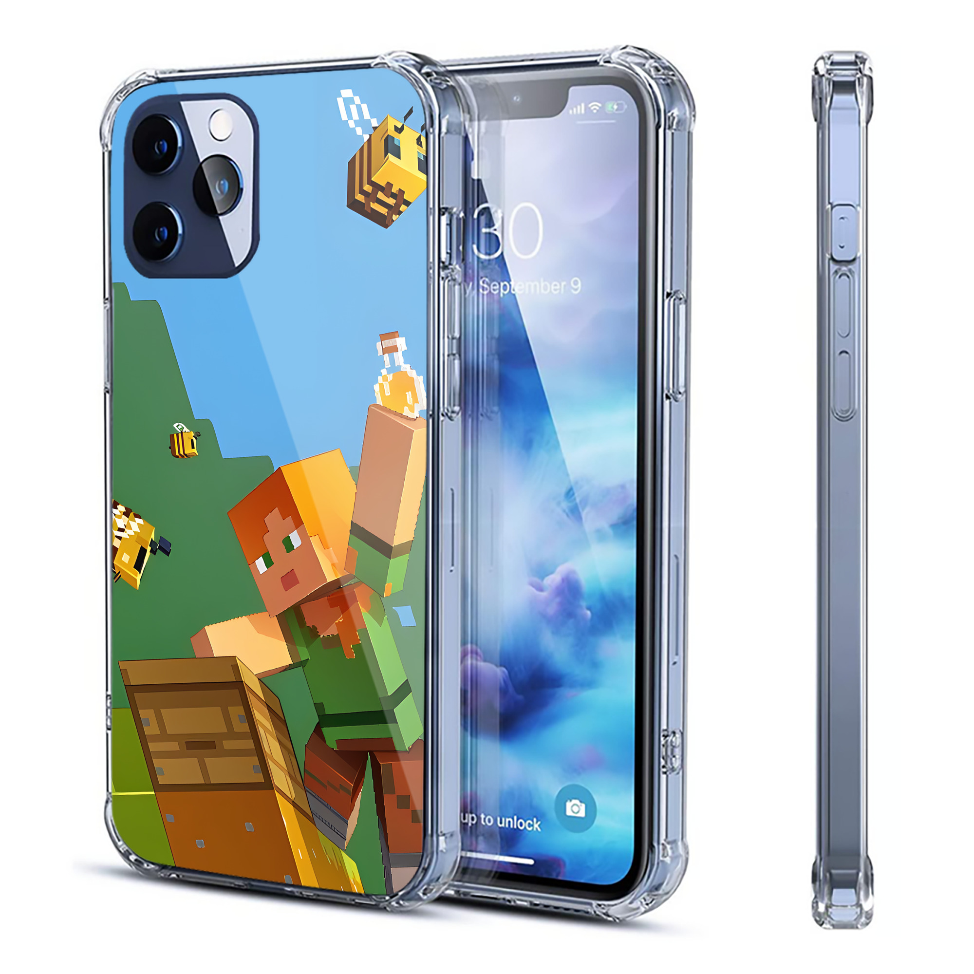 （画像用） マインクラフト ブロックの世界 Minecraft MC Block world 【iPhone 12シリーズ対応】透明スマホケース（クリアソフトケース）
